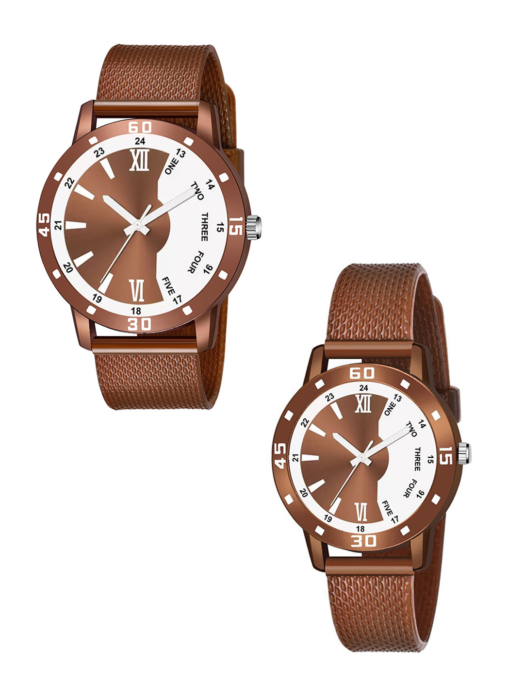 Gopal Shopcart Unisex Pack Of 2 Dial & Silicon Straps Watch C_1002 BRO D Aeviyo Couple S_F