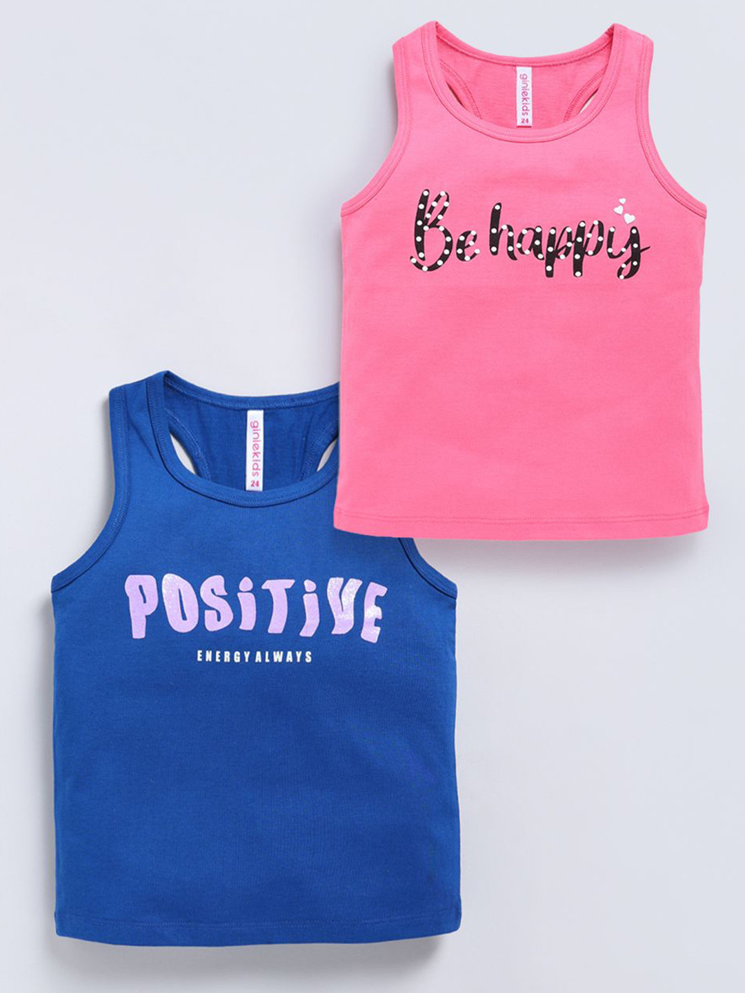 giniekids Girls Typography Printed Cotton Top