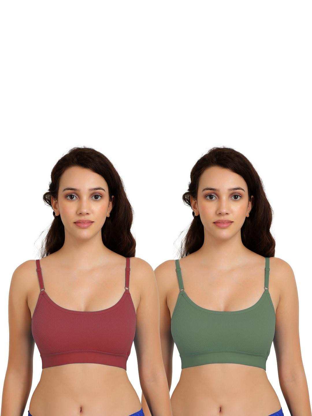 Women Cotton Maroon,Green Non Padded Non-Wired Lingerie Bra Sport wear Gym Crop Tank Top