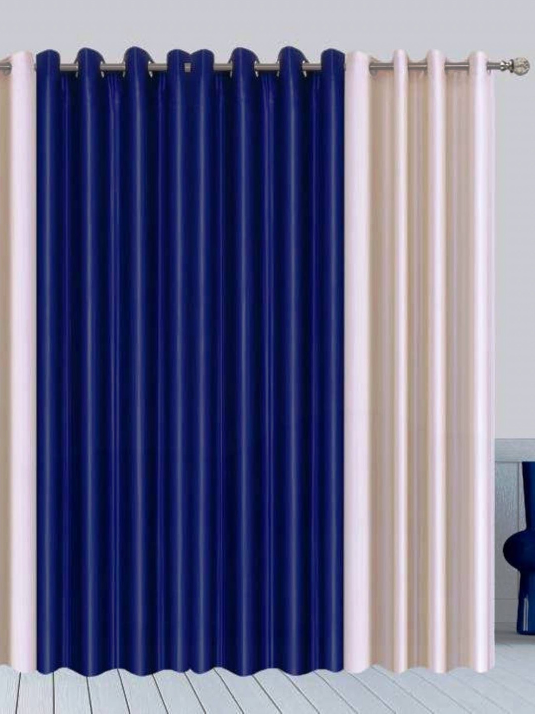 BELLA TRUE 4 Pcs Blue & White Window Curtains