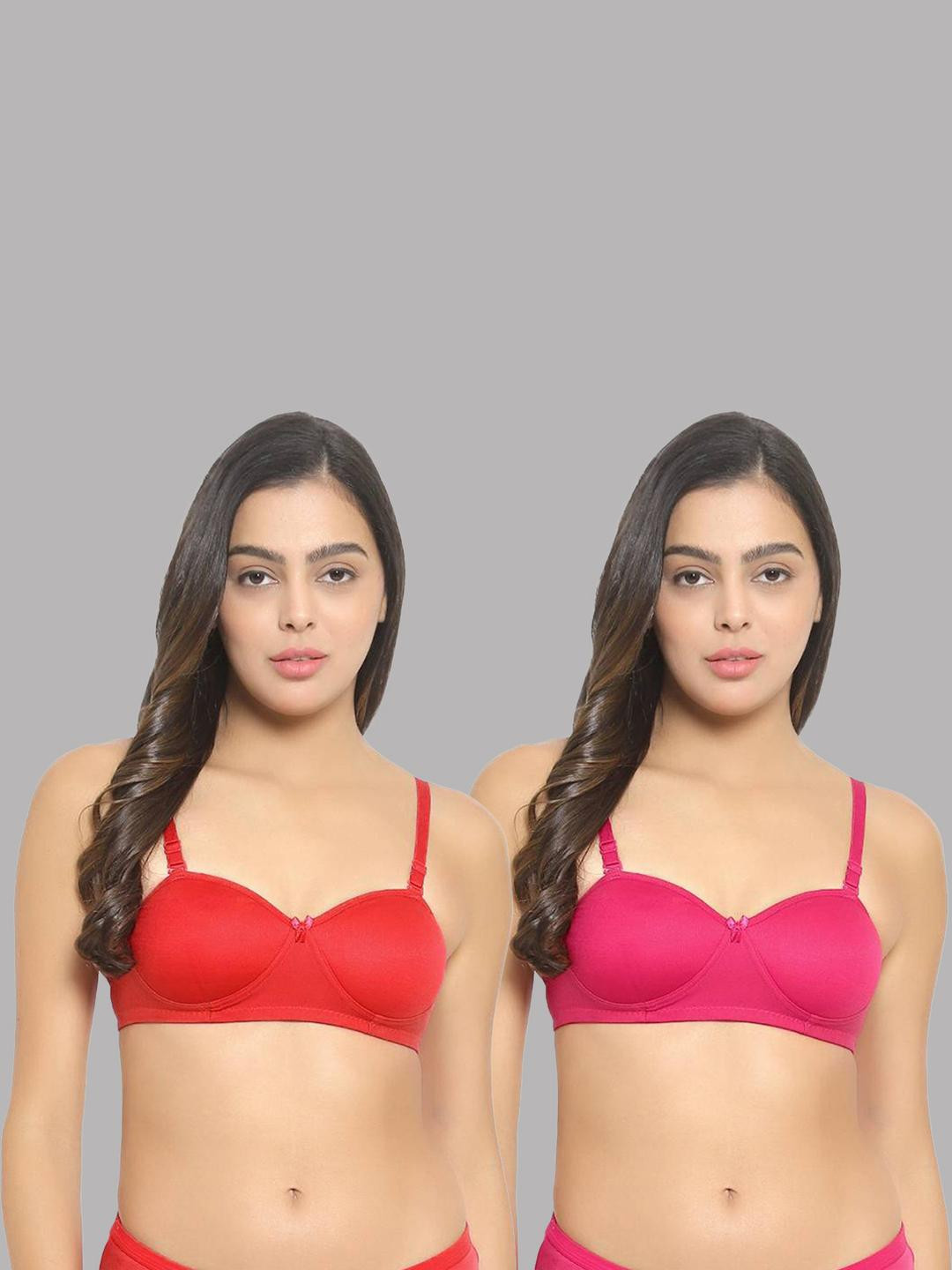 Women Cotton Red,Pink Padded Non-Wired Lingerie Bra Sport wear Gym Crop Tank Top