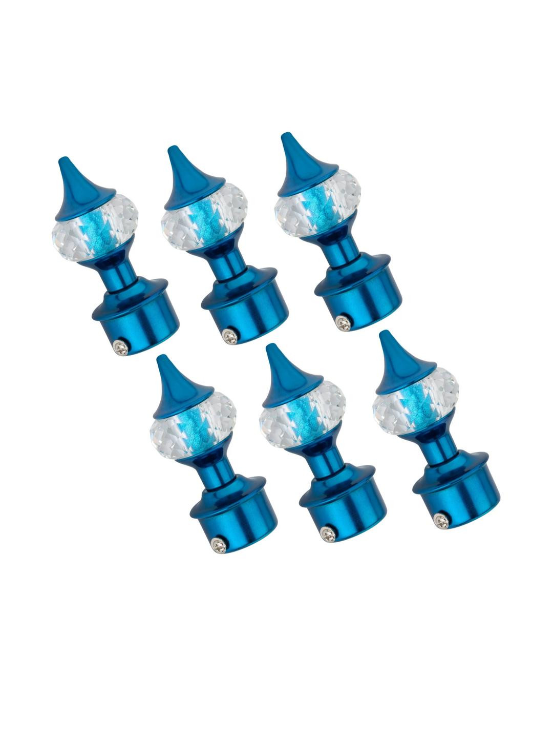 Ghazian Blue Curtain Knobs, Rod Rail Bracket Metal (Pack of 6)