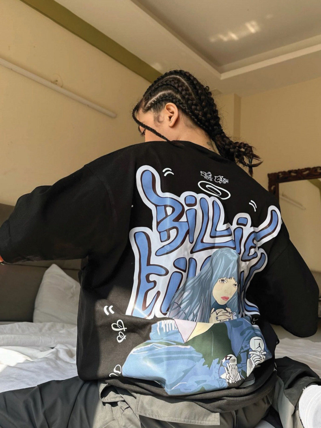 BURGER BAE Unisex Bio Finish Graphic Printed Round Neck Cotton Oversized T-shirt