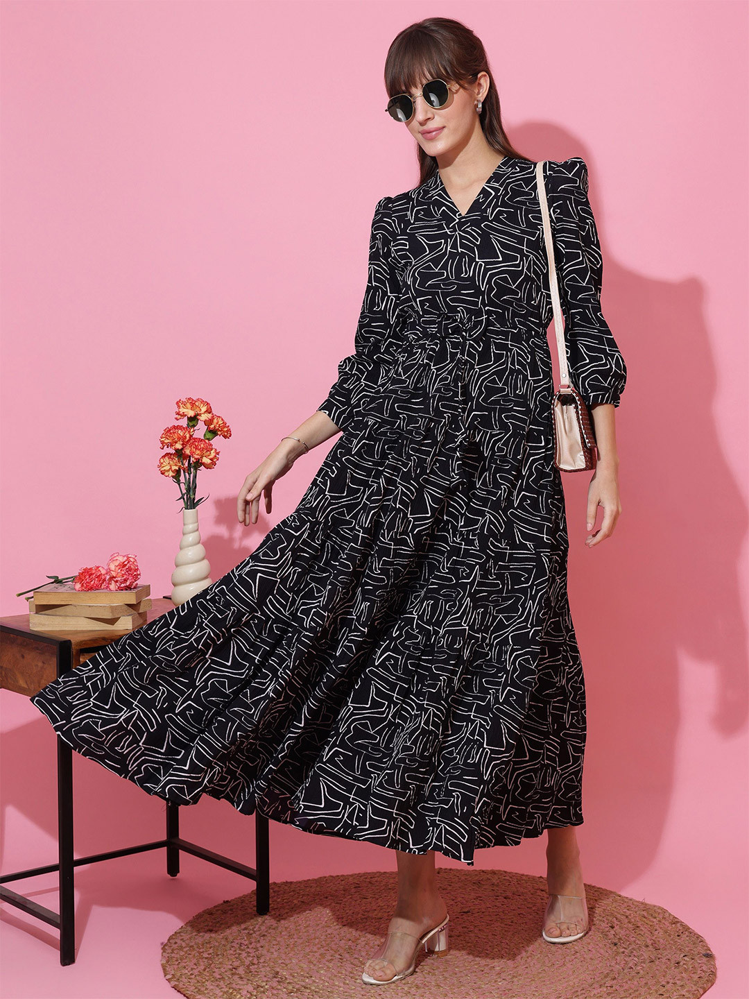 SHEETAL Associates Women Print Crepe Fit & Flare Maxi Dress