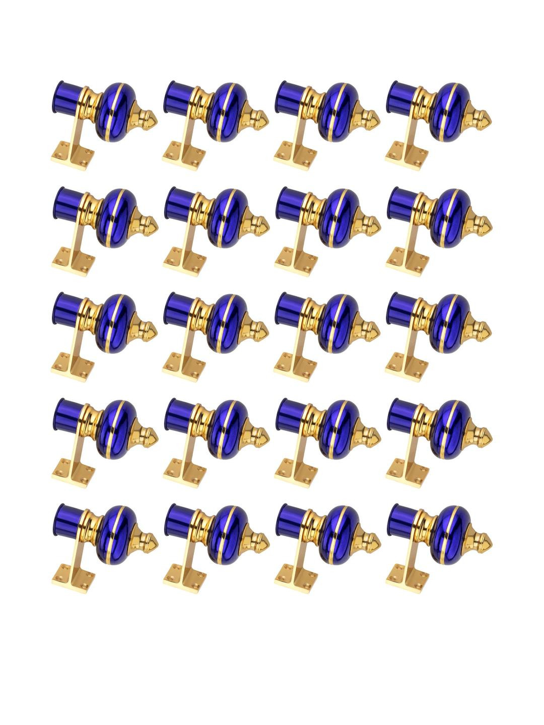 Ghazian Blue, Gold Curtain Knobs, Rod Rail Bracket Metal (Pack of 20)