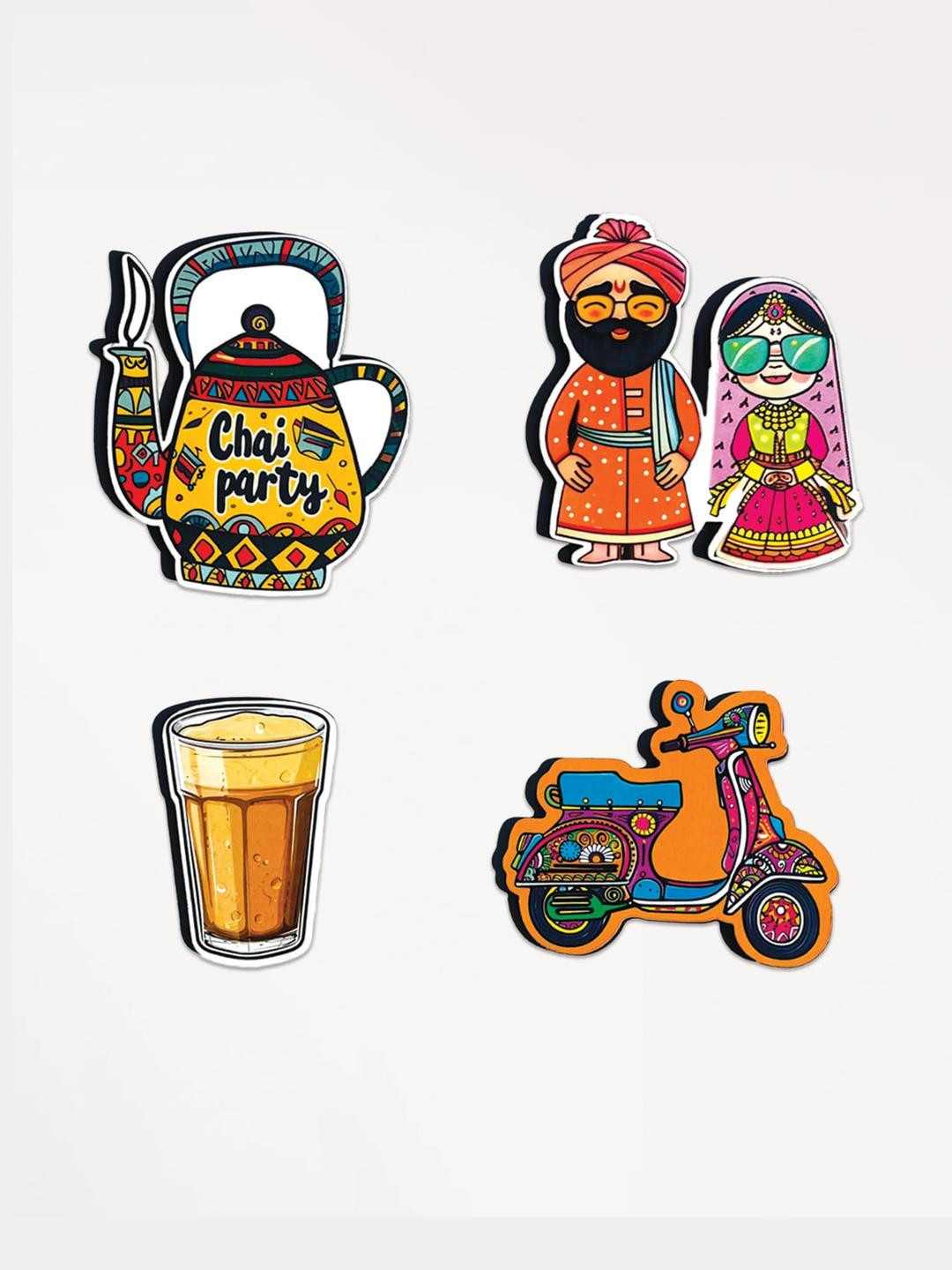 The Gifts Factory Set Of 4 Orange & Brown Decorative Magnets Fridge