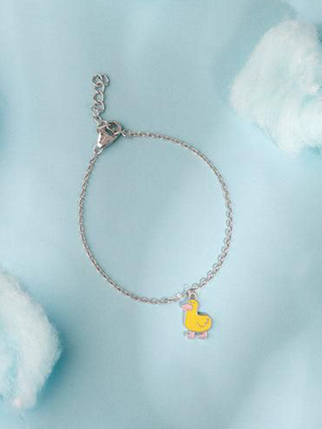 GIVA Girls 925 Sterling Silver Rhodium-Plated Duck Charm Bracelet