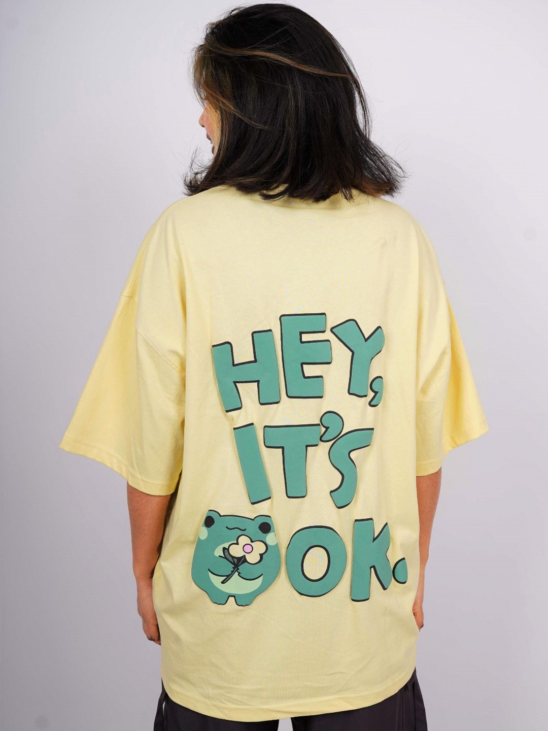 BURGER BAE Unisex Bio Finish Graphic Printed Round Neck Cotton Oversized T-shirt