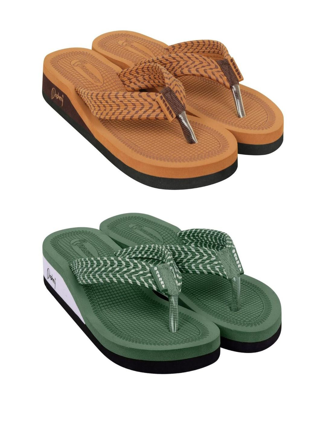 DASHNY Women Set Of 2 Rubber Thong Flip-Flops