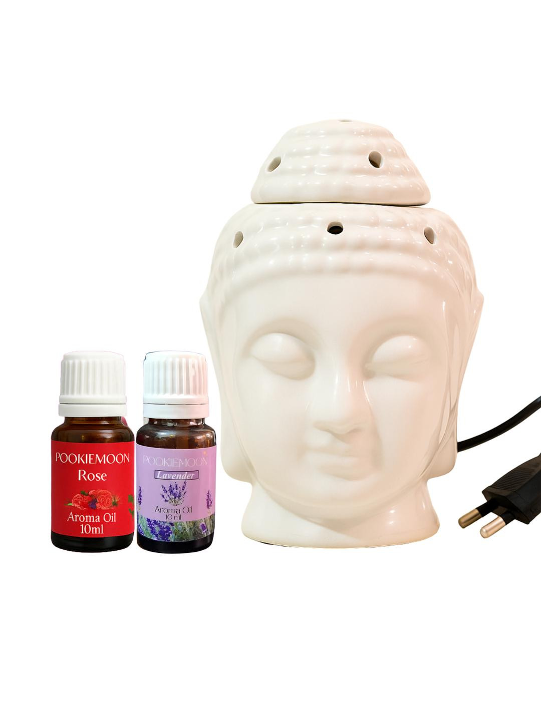 Pookiemoon Set Of 2 White Electric Ceramic Buddha Shaped Aroma Diffuser 10ml Each