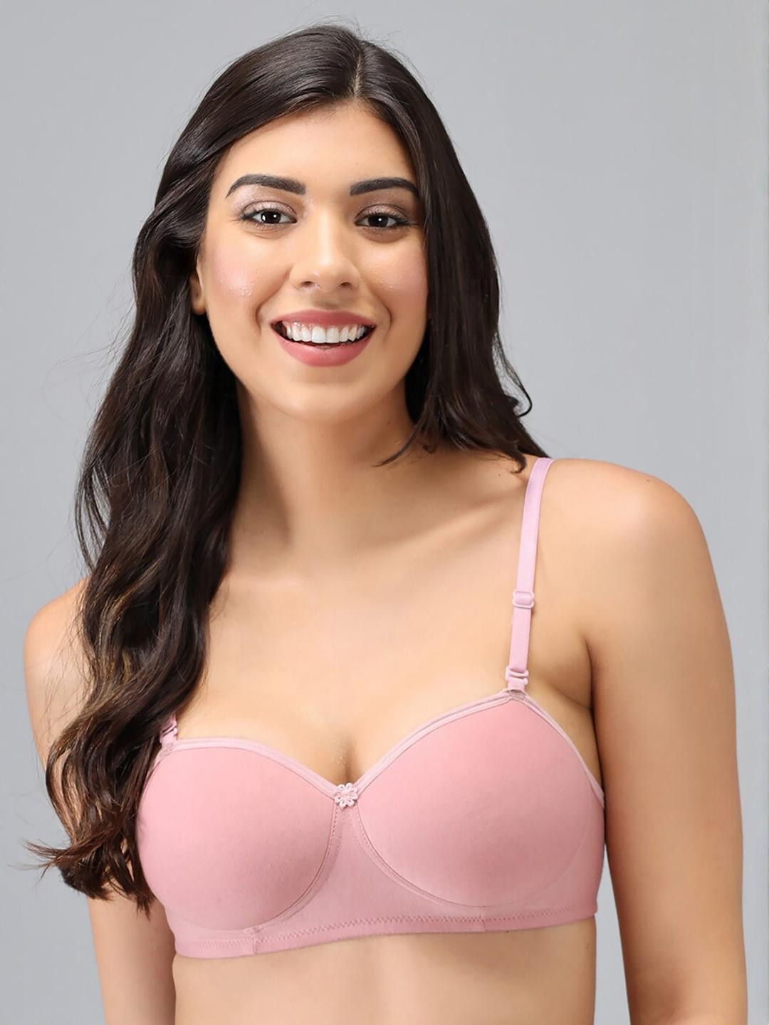 Women Cotton Pink Padded Non-Wired Lingerie Bra Sport wear Gym Crop Tank Top