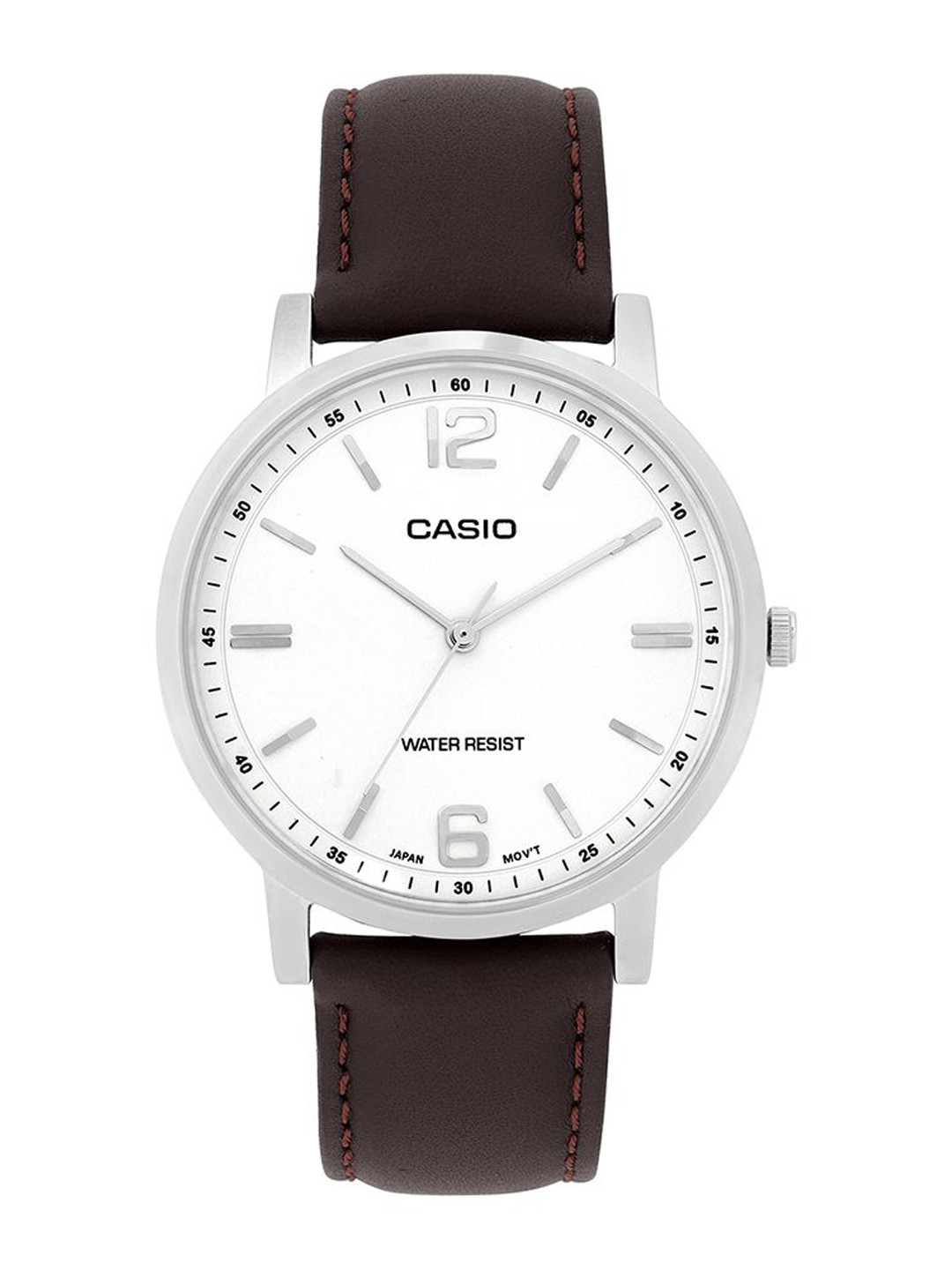 CASIO Men Brass Dial & Leather Straps Analogue Watch A2440