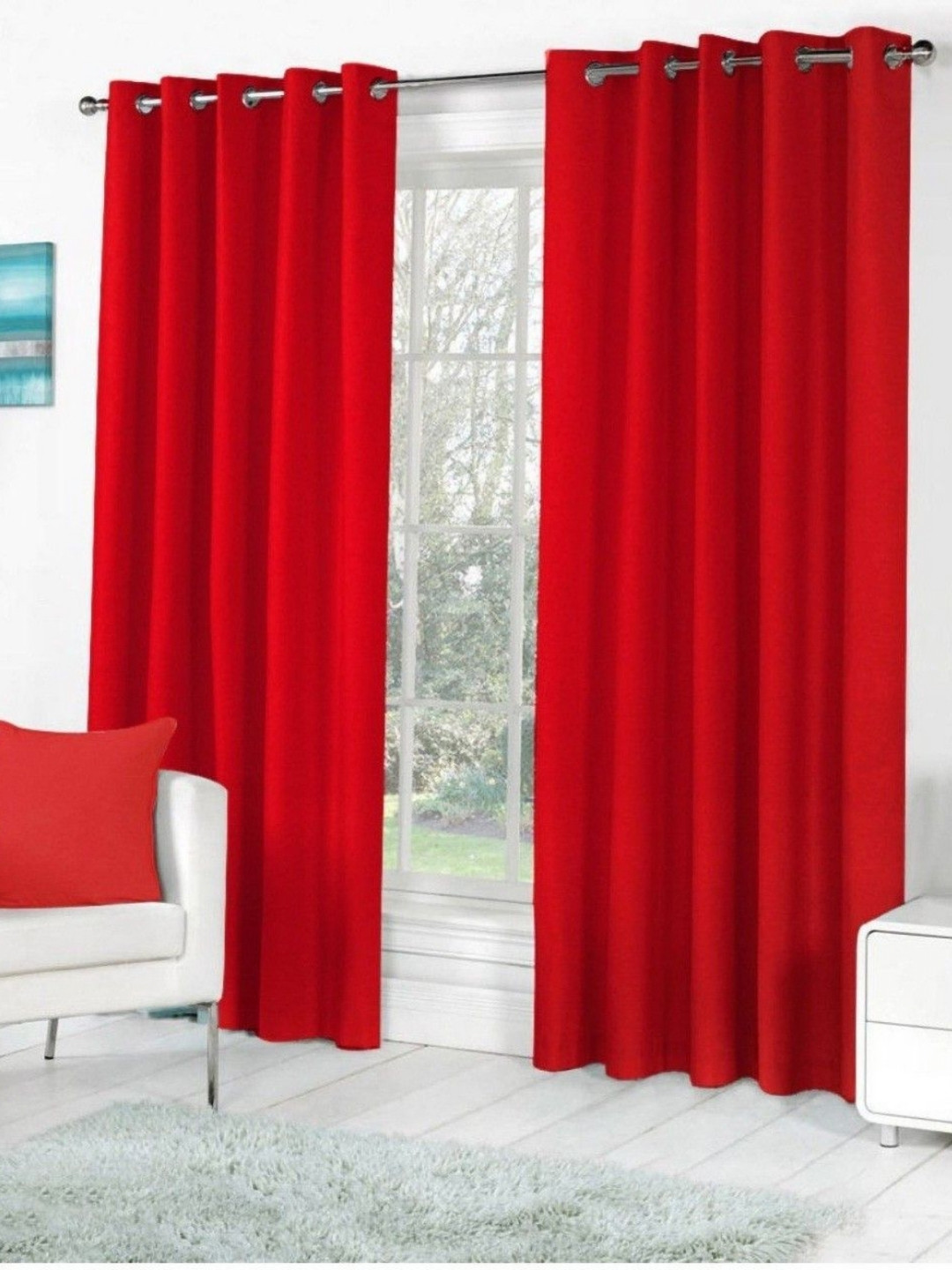 BELLA TRUE 4 Pcs Red Black Out Window Curtains