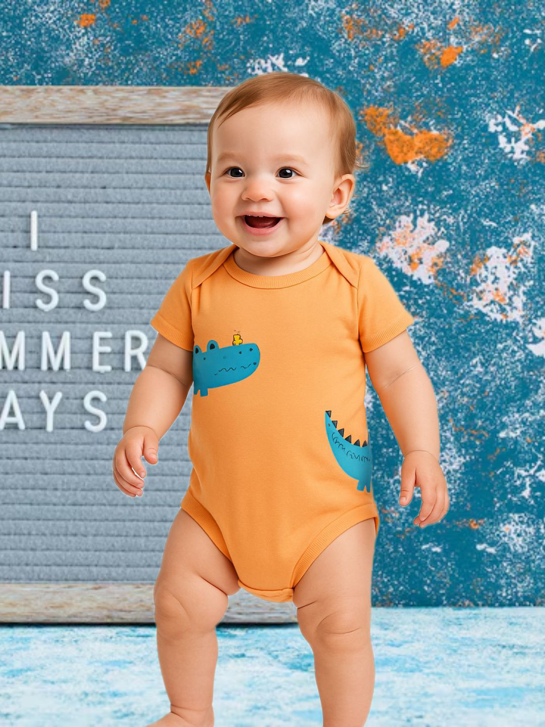 FASHION GRAB Infants Printed Pure Cotton Round Neck Bodysuits