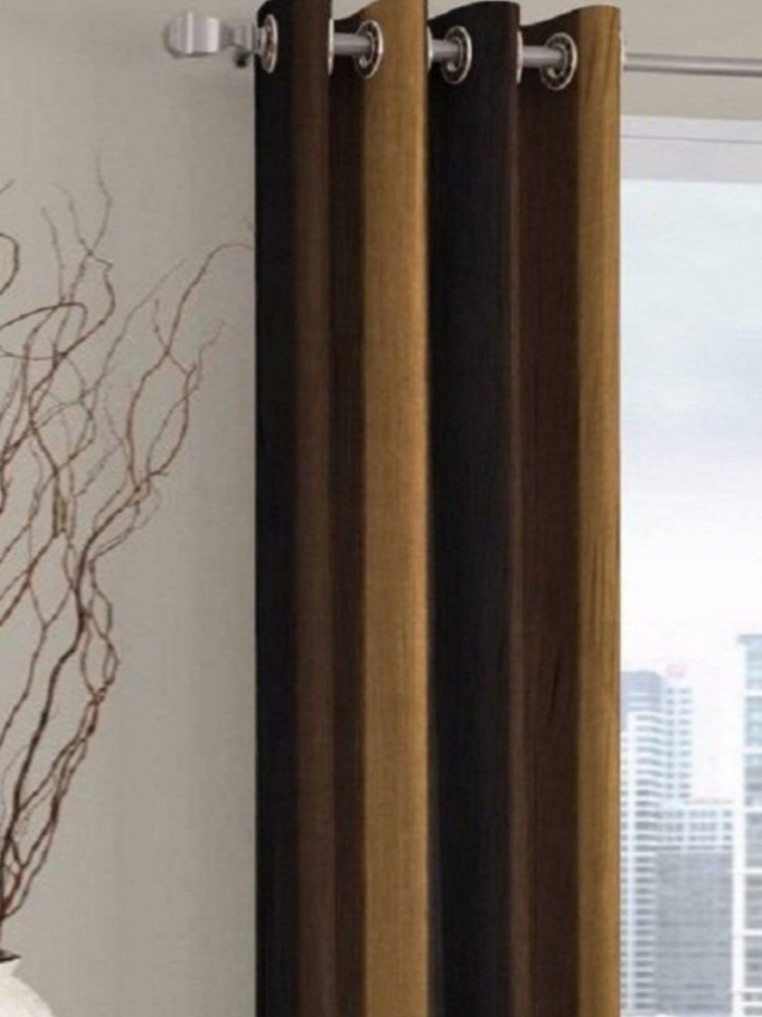 BELLA TRUE Brown Ripple Fold Window  Curtains