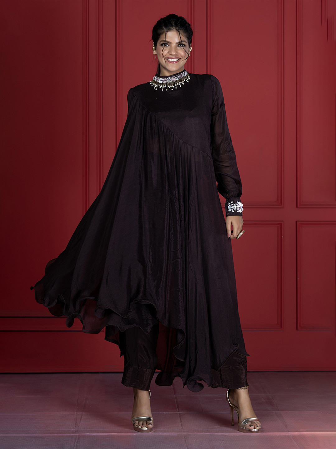 GloballyRonakRBafna Mirror Kaftaan Chiffon Maxi Dress