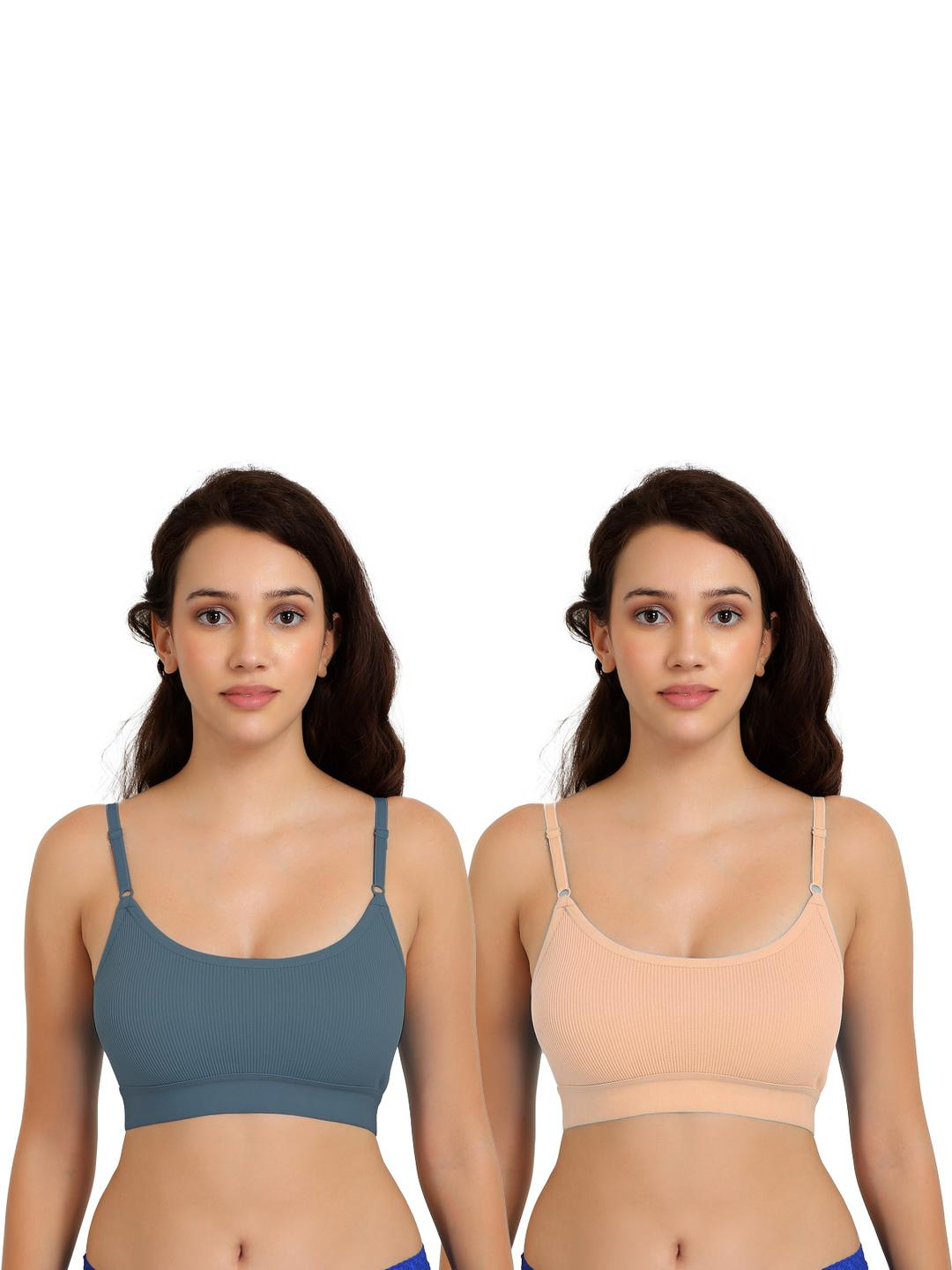 Women Cotton Dark Green,Brown Non Padded Non-Wired Lingerie Bra Sport wear Gym Crop Tank Top