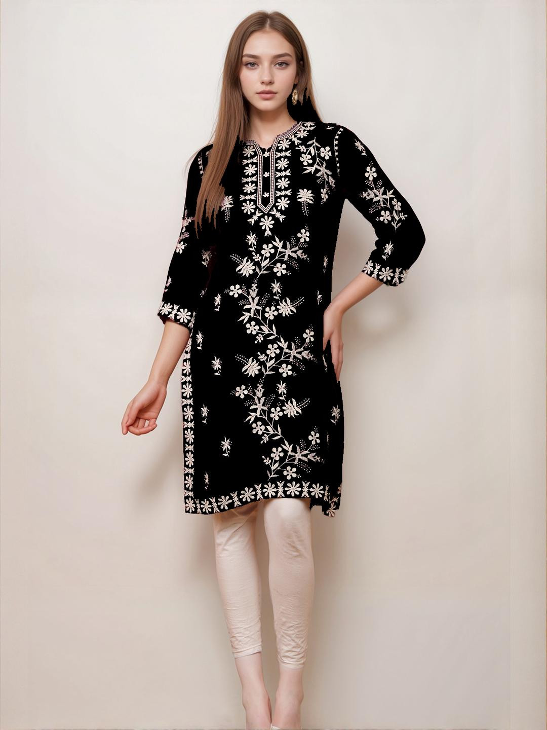 Mallory Winston Women Rayon Embroidery Kurtie