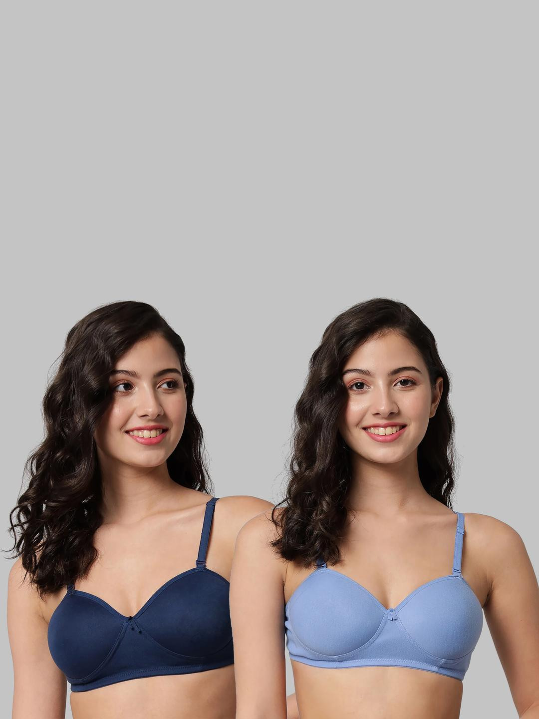 Women Cotton Blue,Light Blue Padded Non-Wired Lingerie Bra Sport wear Gym Crop Tank Top