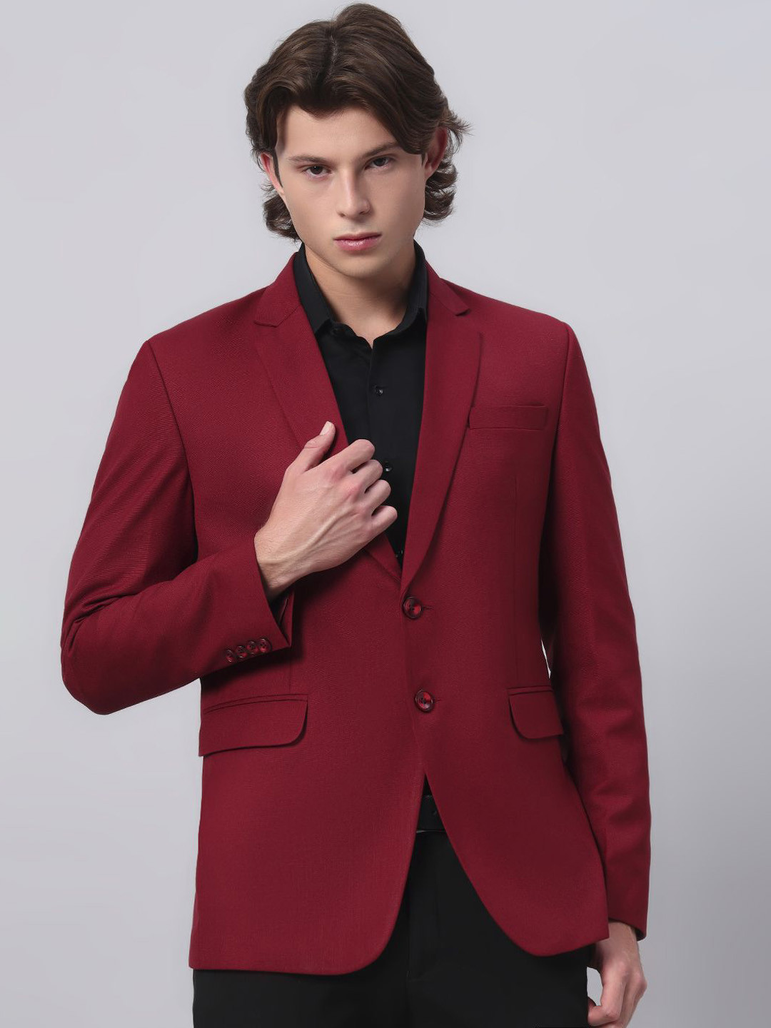 Darelooks Premium Clothing Men Slim Fit Single Breasted Party Formal Red Blazer