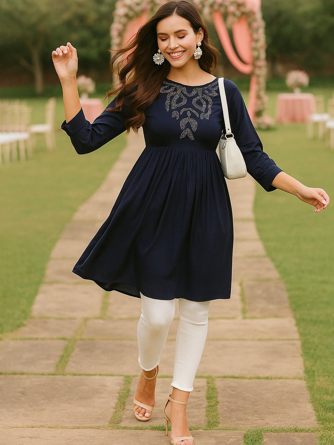 Moda Rapido Women Embellished Stone Worked Tunic