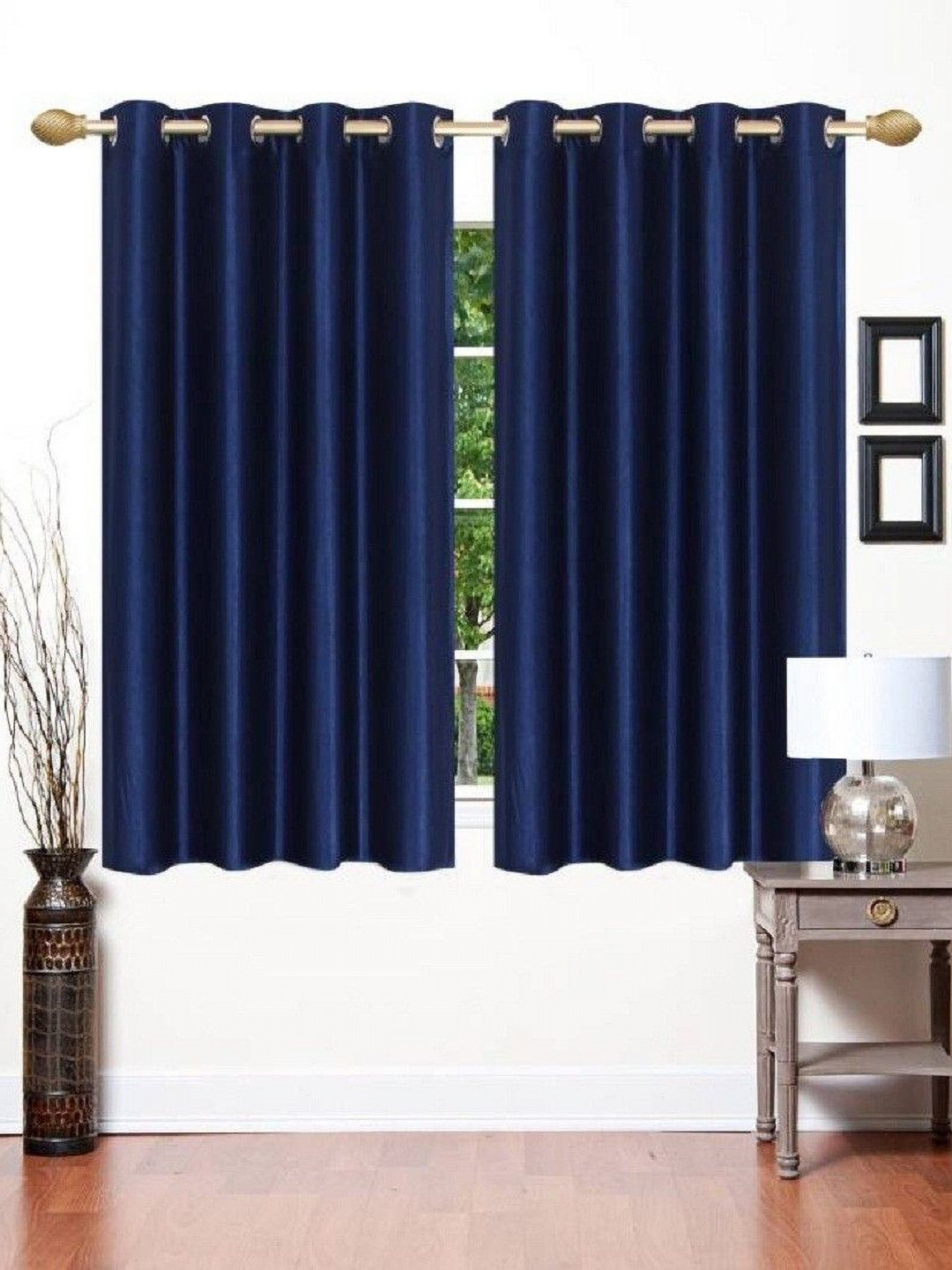 BELLA TRUE Navy Blue 2 Pieces Window Curtains