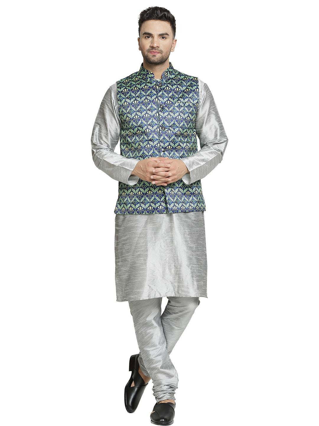 B BEN Men Grey Kurta Sets