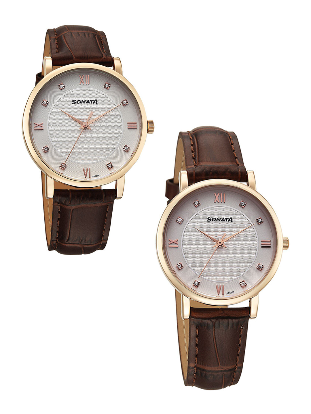 Sonata Perfect Pairs Quartz Round Dial Men's and Women's Pairs Watch - 7715587089WL01