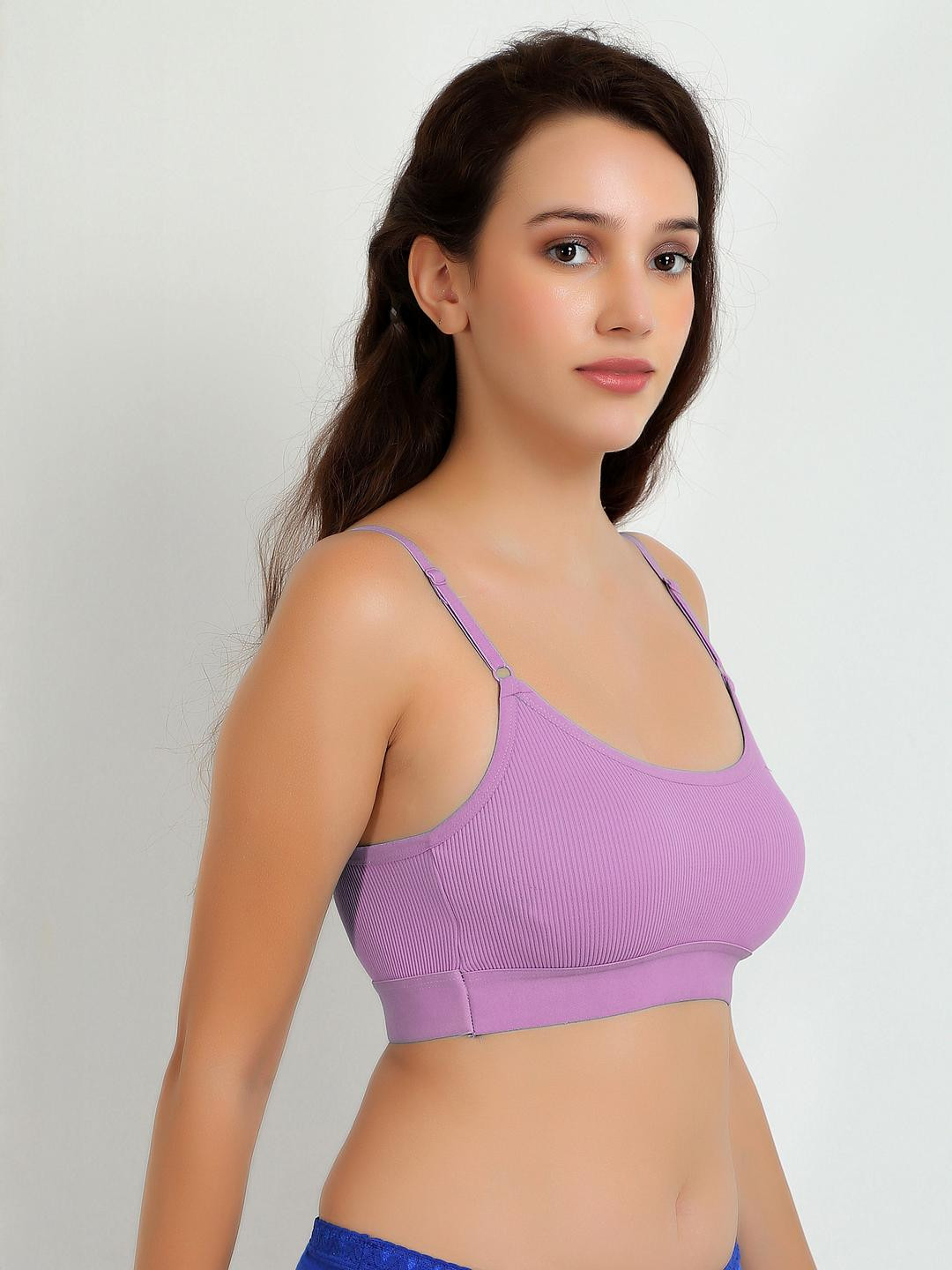 Women Cotton Dark Green,Purple Non Padded Non-Wired Lingerie Bra Sport wear Gym Crop Tank Top