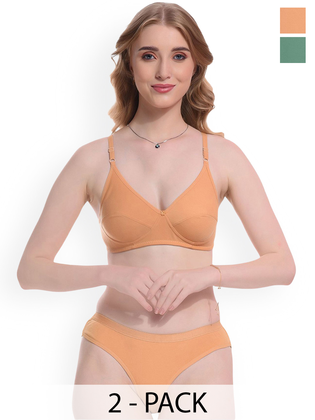 Samvar Pack Of 2 Non Padded Lingerie Sets B-Ruchi-Set_G,Br