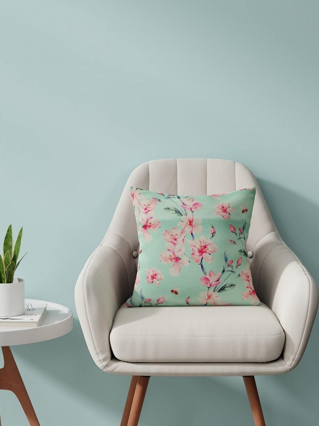 Bichauna Artistry Pink & Olive Green Floral Square Cushion Covers