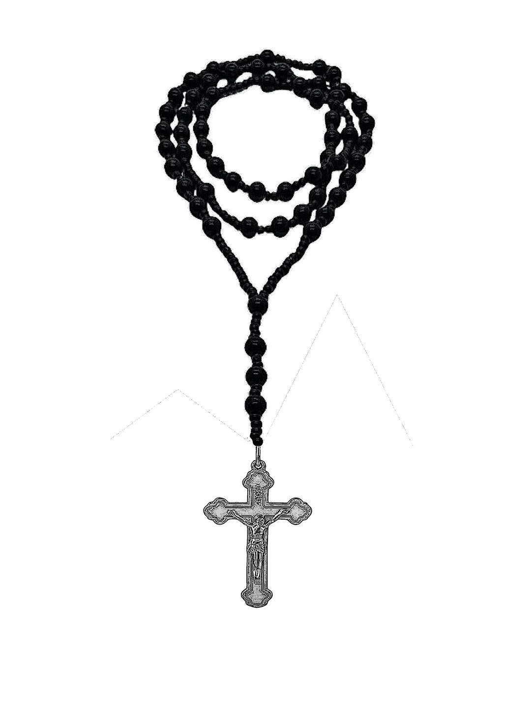 Dynamic Retail Global Men's Cross Pendant Beaded Chain