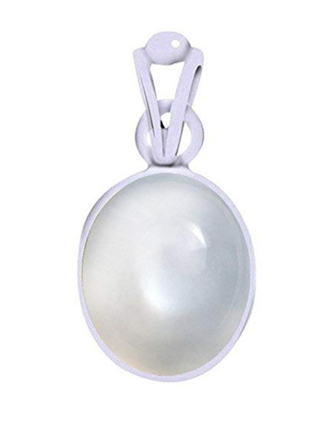 AURRA STORES Silver-Plated Moonstone White Pendant