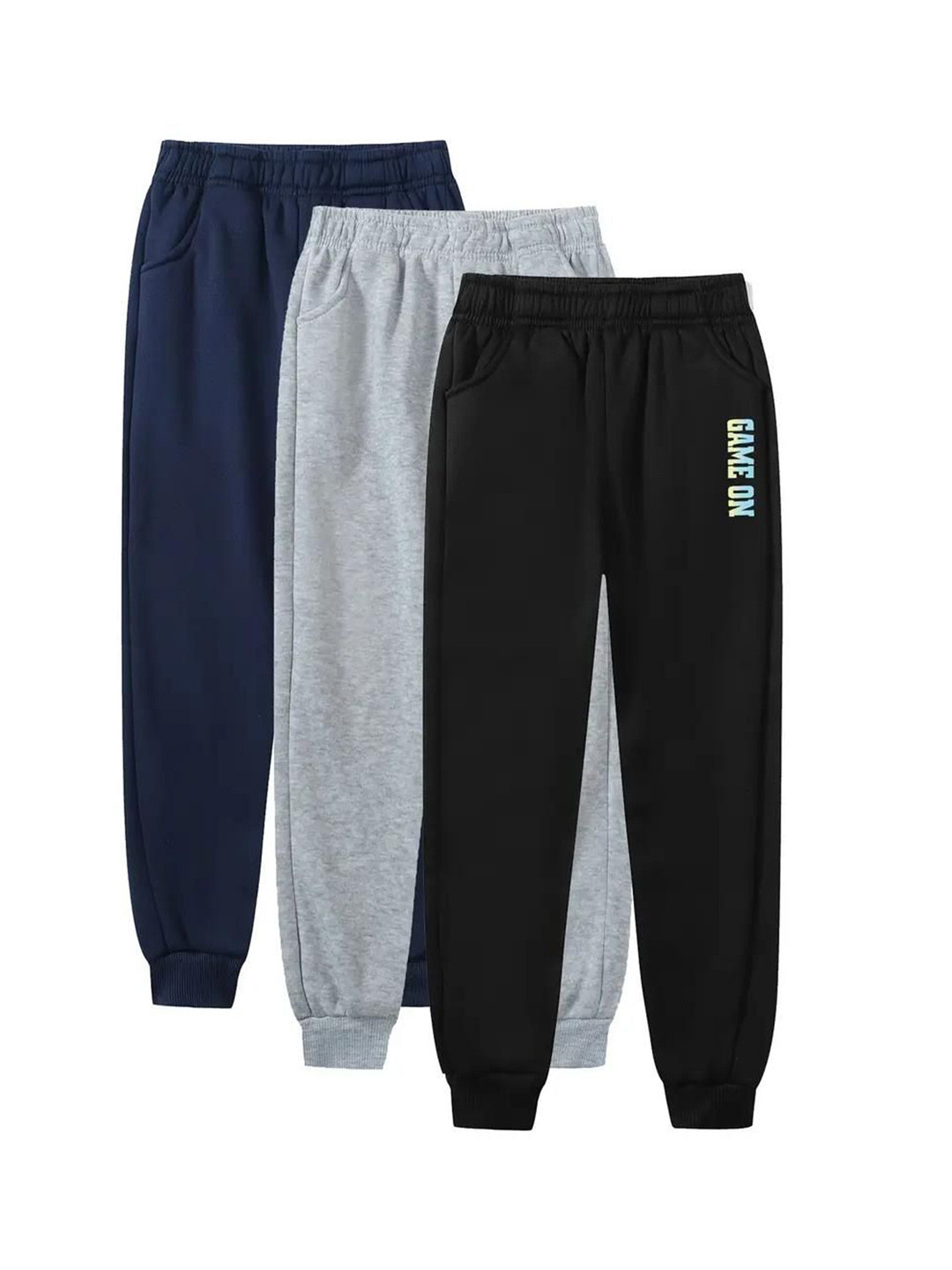 Knit Vey Boys Pack Of 3 Pure Cotton Mid-Rise joggers