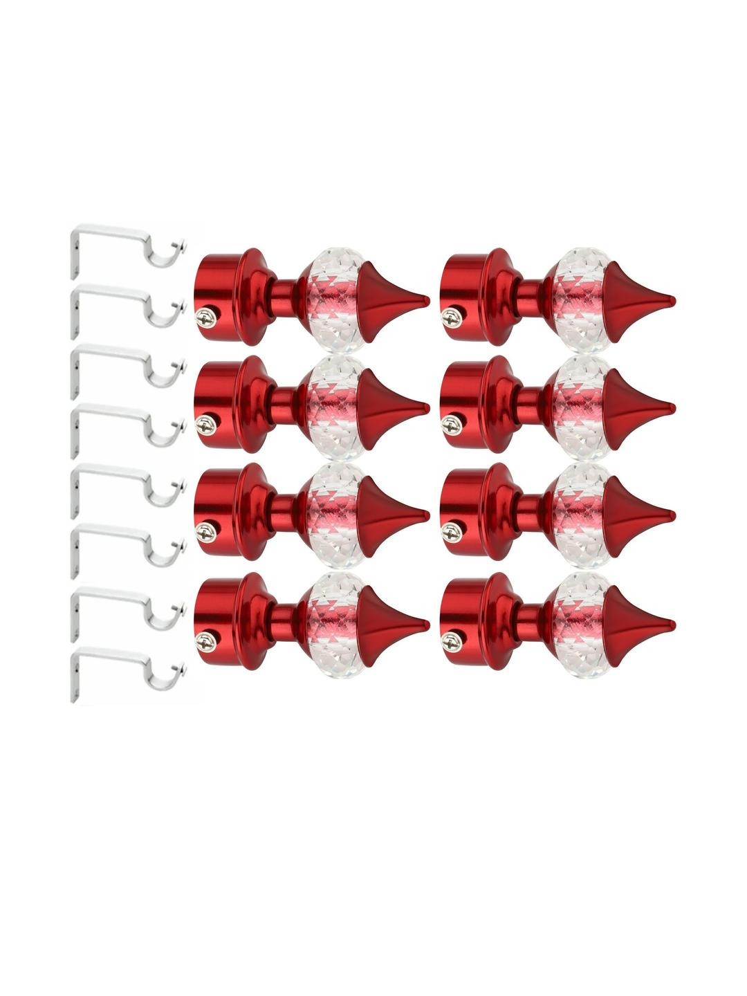 Ghazian Red Curtain Knobs, Rod Rail Bracket Metal (Pack of 8)