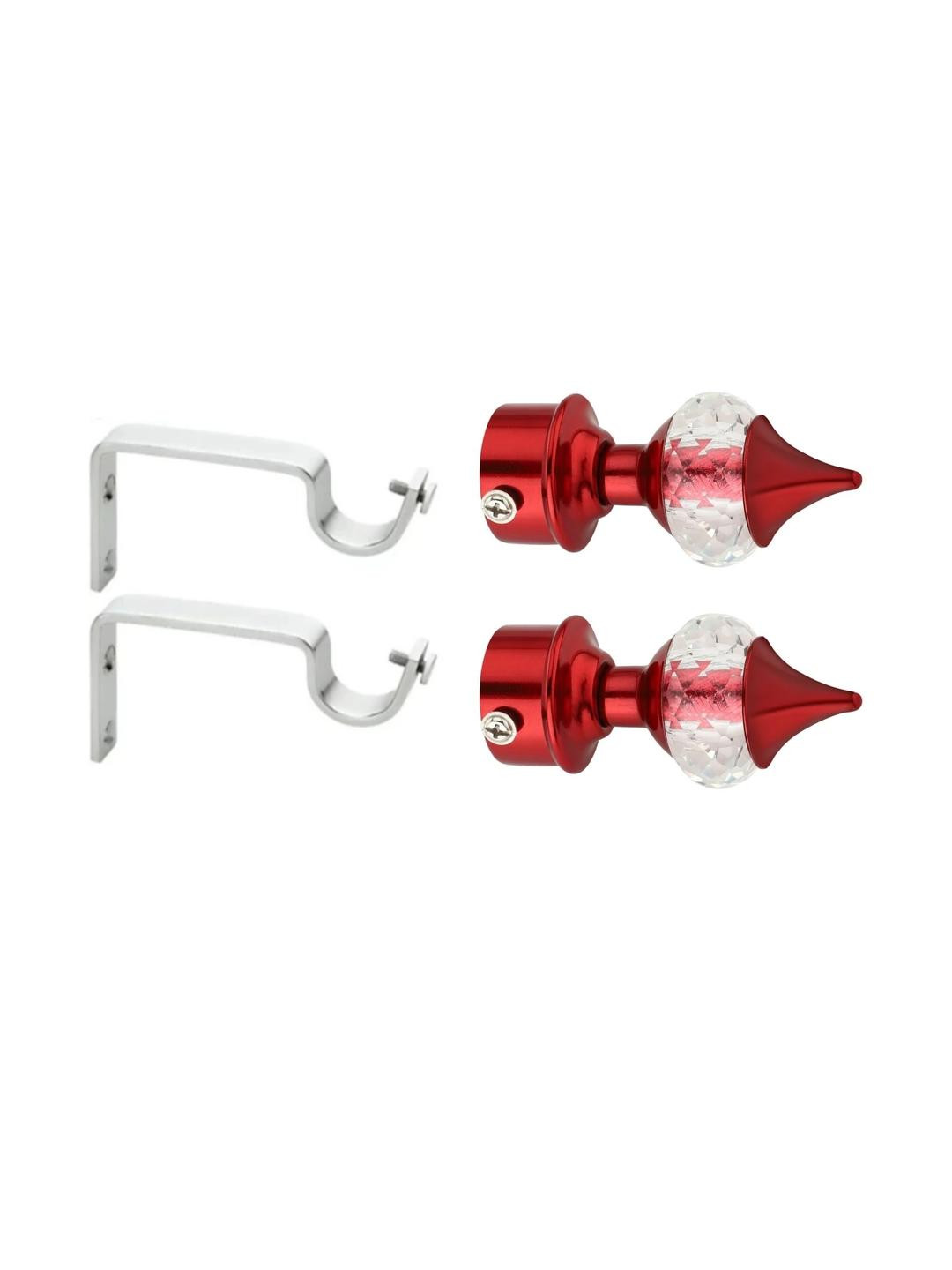 Ghazian Red Curtain Knobs, Rod Rail Bracket Metal (Pack of 4)