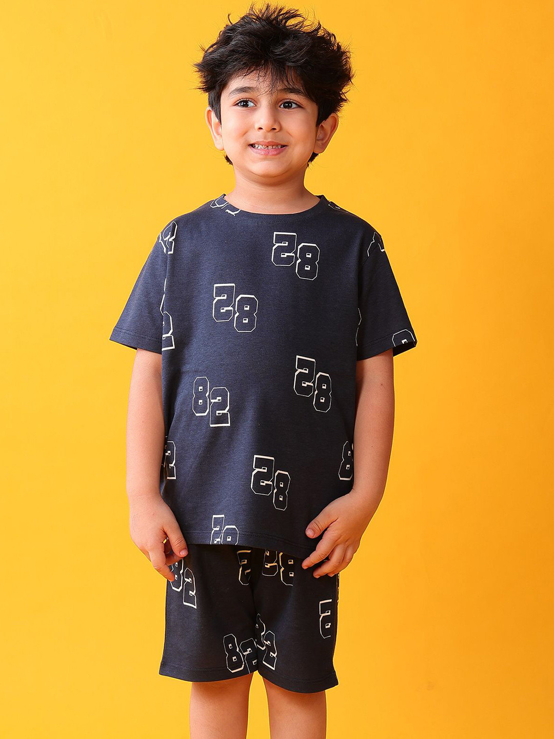 Anthrilo Boys Numbers Printed Cotton Sleepwear Shorts Night suits