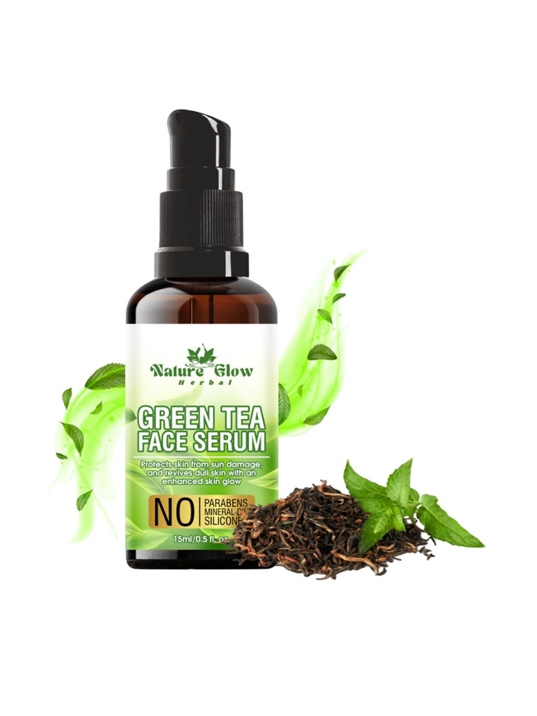 Nature Glow Herbal Green Tea Face Serum For Enhance Skin Glow - 15 ml