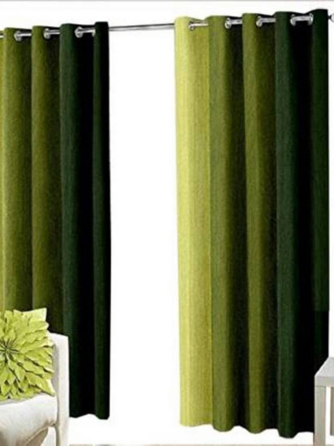 BELLA TRUE Green 4 Pieces Colourblocked Door Curtains