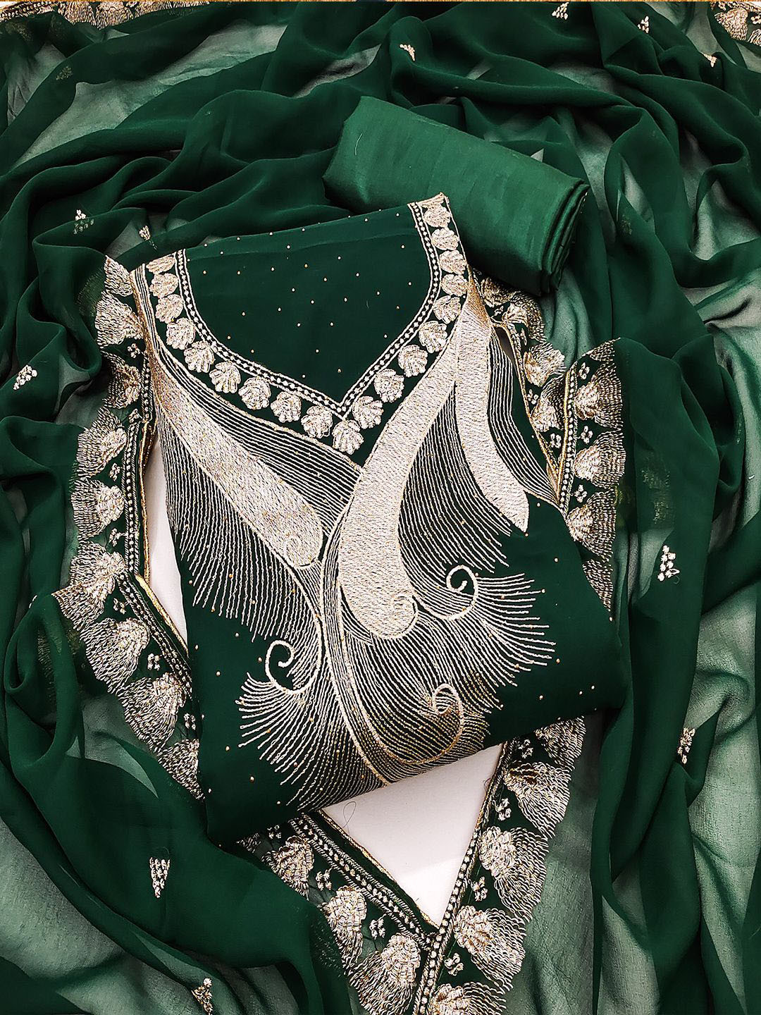 Lilots Paisley Emboroidered Unstitched Dress Material