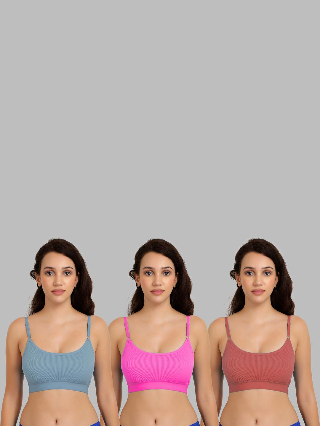 Women Cotton Blue,Pink,Orange Non Padded Non-Wired Lingerie Bra Sport wear Gym Crop Tank Top