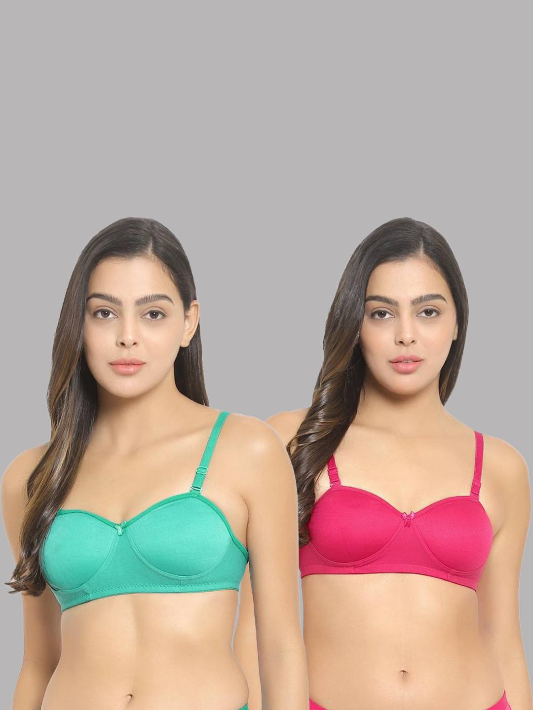 Women Cotton Green,Pink Padded Non-Wired Lingerie Bra Sport wear Gym Crop Tank Top