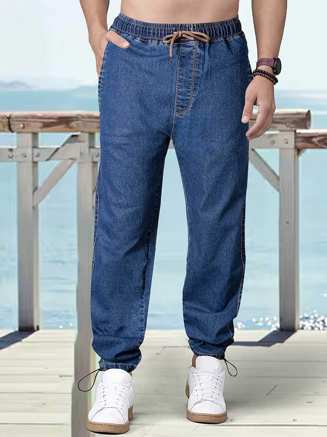 RIG BONE Men Comfort Fit Mid-Rise Stretchable Denim Jogger Jeans