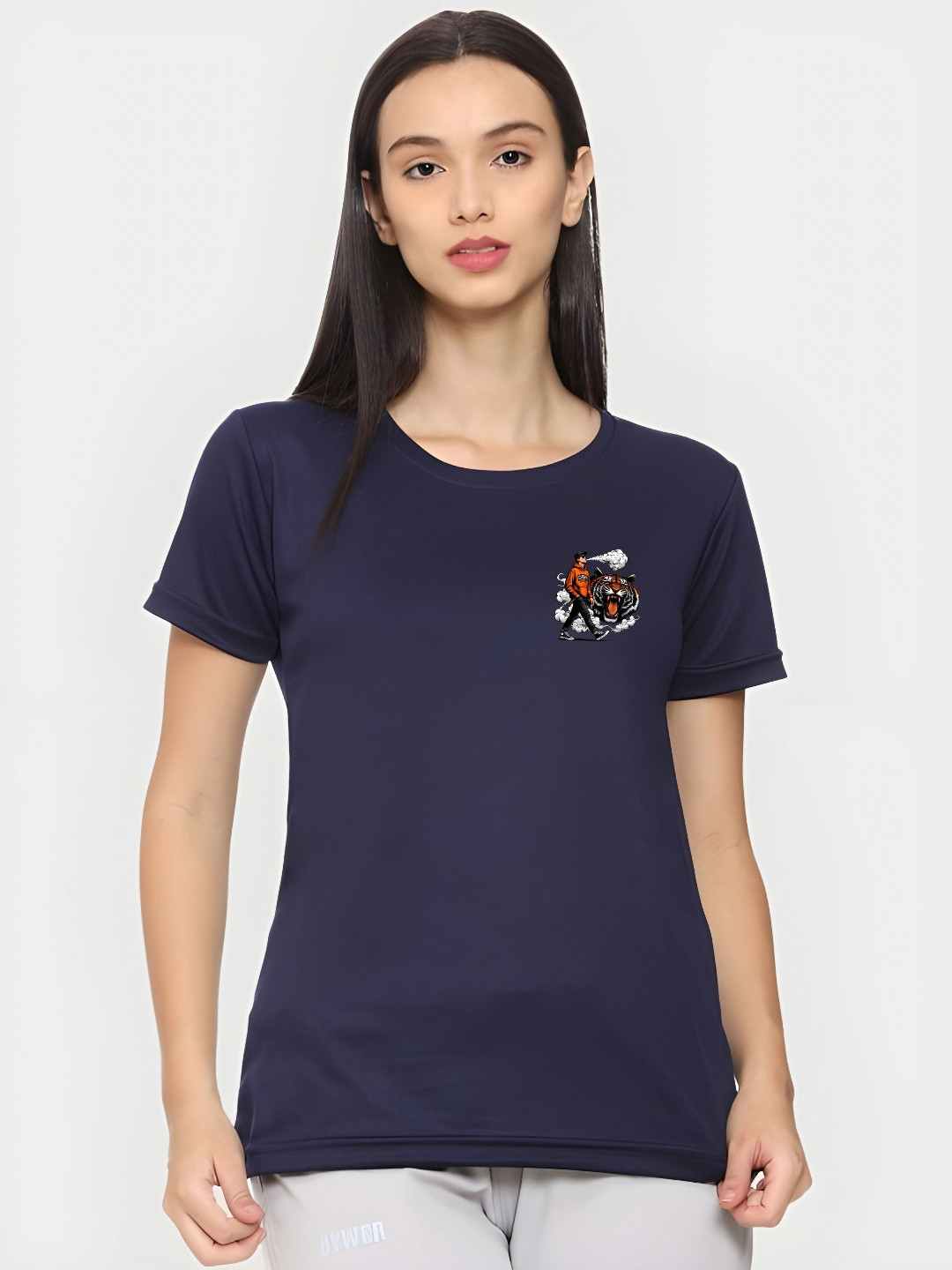 TRENDSATTIRE Navy Graphic Round Neck Casual T-shirt