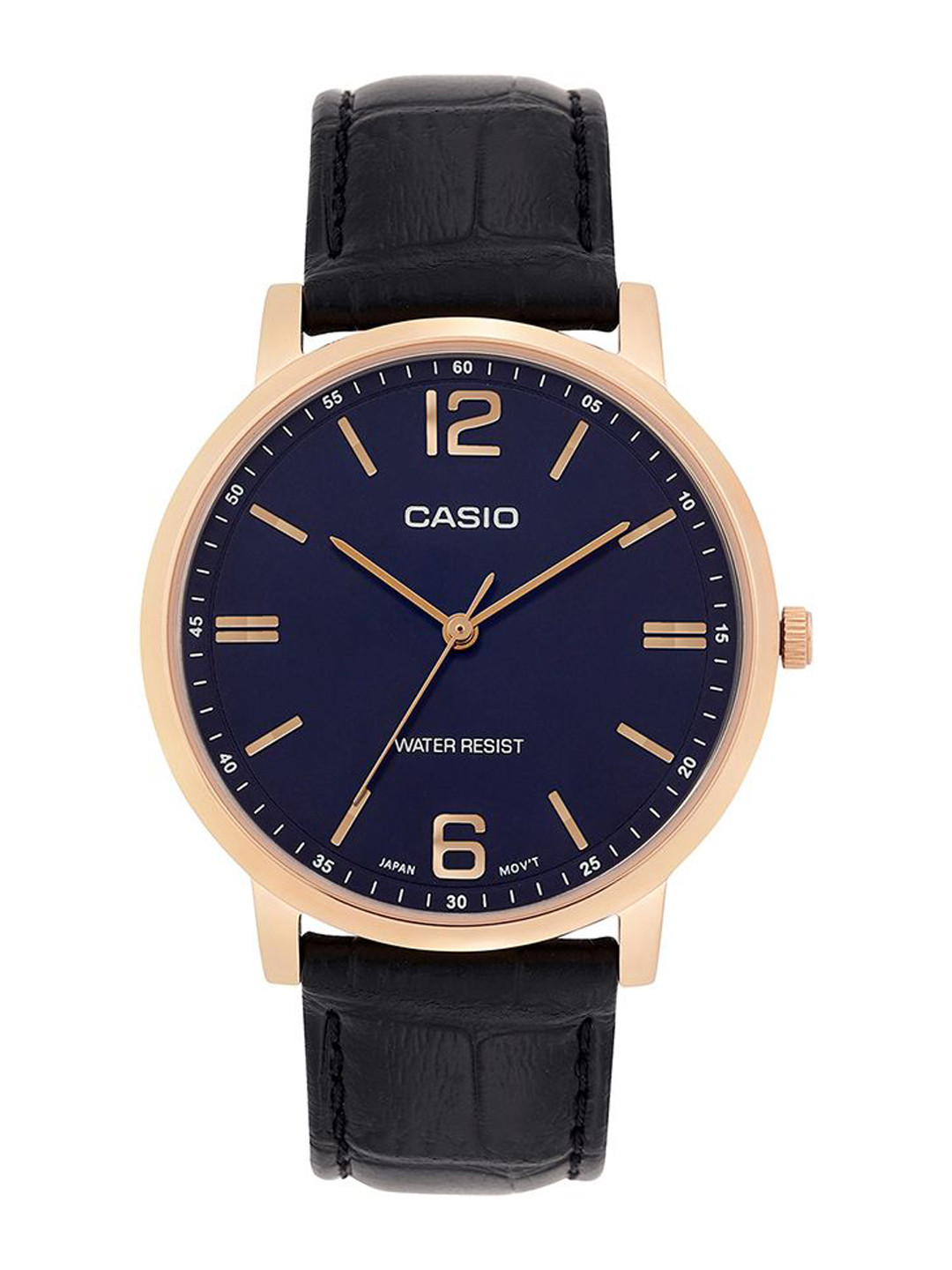 CASIO Enticer Men Brass Dial & Leather Straps Analogue Watch A2441