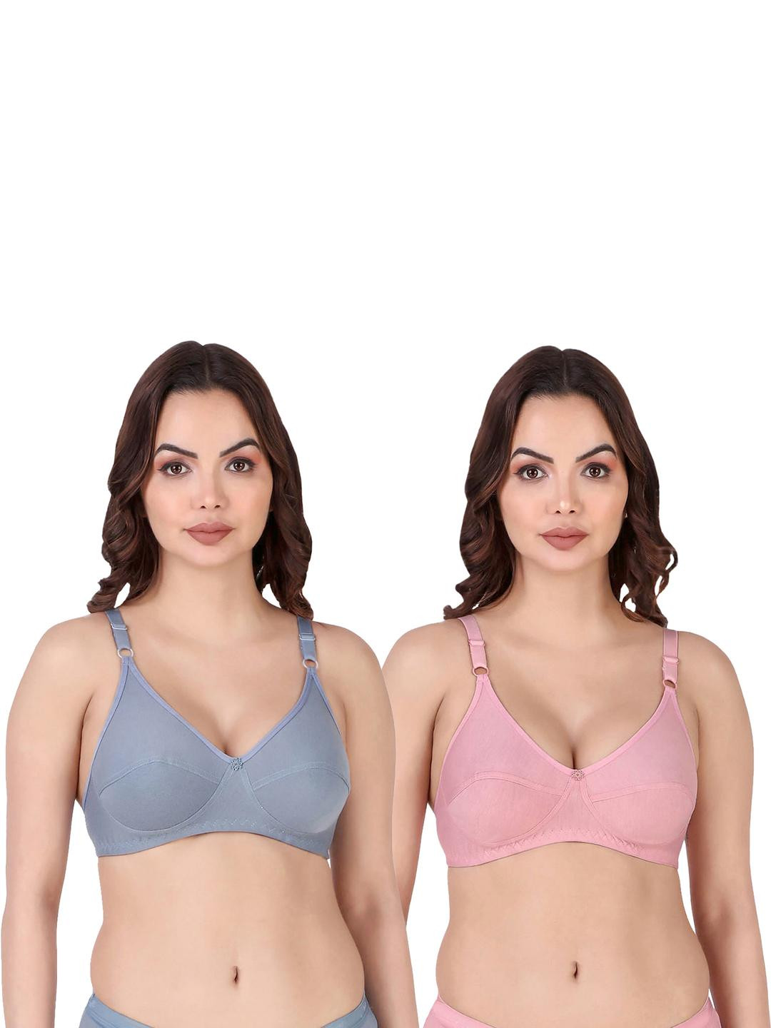 Women Cotton Blue,Pink Non Padded Non-Wired Lingerie Bra Sport wear Gym Crop Tank Top