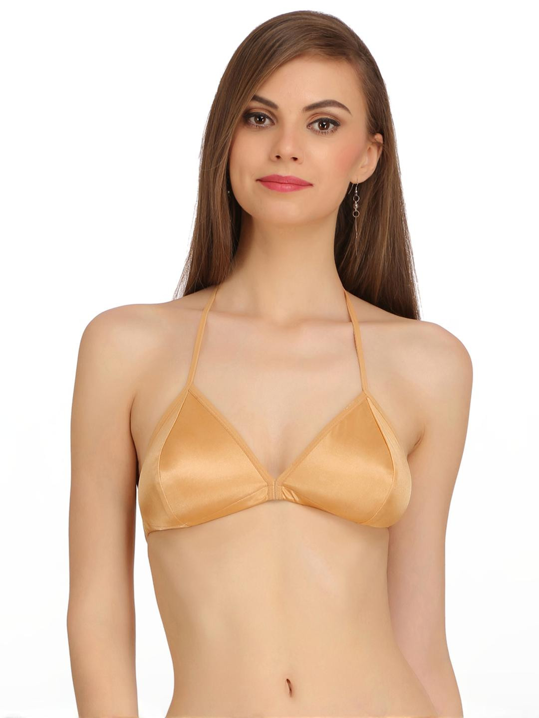 Women Cotton Gold Non Padded Non-Wired Lingerie Bra Sport wear Gym Crop Tank Top