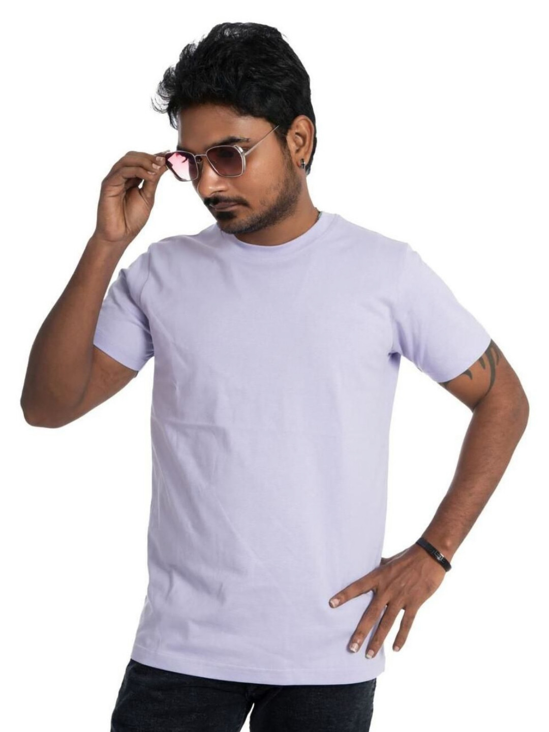 Darestyles Unisex Round Shoulder Drop-Shoulder Sleeves Oversized Pure Cotton T-shirt