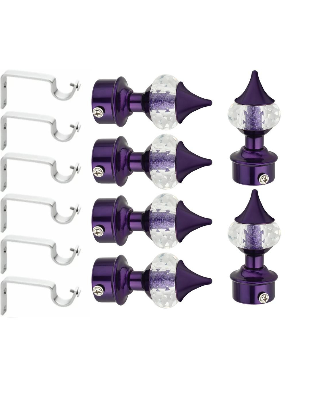 Ghazian Purple Curtain Knobs, Rod Rail Bracket Metal (Pack of 12)