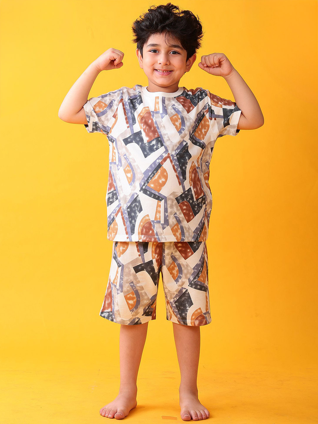 Anthrilo Boys Zig Zag Printed Pure Cotton Sleepwear Shorts Night suit